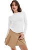 4th & Reckless 4th & Reckless fine knit long sleeve top in white - 1