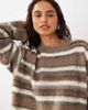 4th & Reckless 4th & Reckless fluffy knit sweater in brown & cream stripe-Neutral - 1