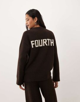 4th & Reckless 4th & Reckless 'fourth' back logo sweater in chocolate - part of a set-Brown