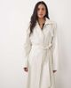 4th & Reckless 4th & Reckless funnel buckle neck detail button through midi trench coat in cream-White - 3