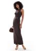 4th & Reckless 4th & Reckless gold hardware belt detail sleeveless maxi dress in chocolate-Brown - 1