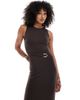 4th & Reckless 4th & Reckless gold hardware belt detail sleeveless maxi dress in chocolate-Brown - 2