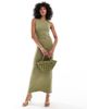 4th & Reckless 4th & Reckless gold hardware belt detail sleeveless maxi dress in khaki green - 1