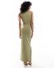 4th & Reckless 4th & Reckless gold hardware belt detail sleeveless maxi dress in khaki green - 4