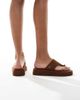 4th & Reckless 4th & Reckless gold toe ring detail platform sandals in faux suede brown - 3