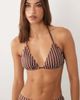 4th & Reckless 4th & Reckless halterneck triangle bikini top in chocolate striped print - part of a set-Brown - 2