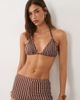 4th & Reckless 4th & Reckless halterneck triangle bikini top in chocolate striped print - part of a set-Brown - 4