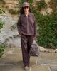 4th & Reckless 4th & Reckless heavyweight cotton collared zip up bomber sweat jacket in chocolate - part of a set-Brown - 2