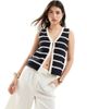 4th & Reckless 4th & Reckless knit contrast edge button detail vest in black stripe-Multi - 1