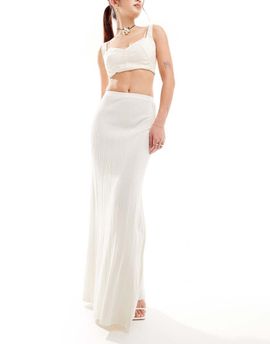 4th & Reckless 4th & Reckless knit ribbed fishtail maxi skirt in cream-White