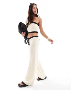 4th & Reckless 4th & Reckless knitted contrast beach pants in ecru - part of a set-White