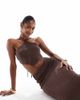 4th & Reckless 4th & Reckless knitted halterneck cropped beach scarf top in chocolate brown - part of a set - 1