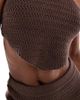 4th & Reckless 4th & Reckless knitted halterneck cropped beach scarf top in chocolate brown - part of a set - 2