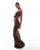 4th & Reckless 4th & Reckless knitted halterneck cropped beach scarf top in chocolate brown - part of a set - 3