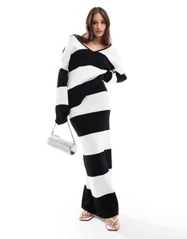 4th & Reckless 4th & Reckless knitted maxi skirt in black and white stripe - part of a set-Multi
