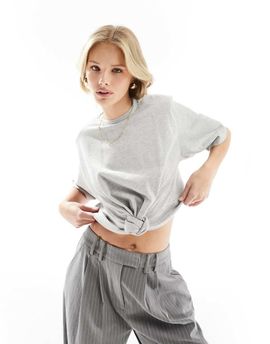 4th & Reckless 4th & Reckless knot front cropped T-shirt in gray