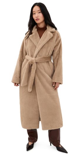 4th & Reckless 4th & Reckless Lexie Faux Fur Wrap Coat Beige