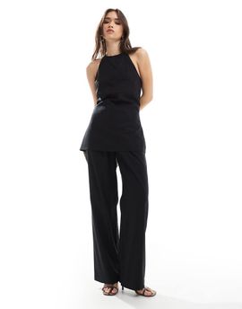 4th & Reckless 4th & Reckless linen blend wide leg tailored pants in black - part of a set