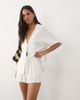 4th & Reckless 4th & Reckless linen feel elastic waist beach shorts in white - part of a set - 3