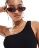 4th & Reckless 4th & Reckless one shoulder back cut out crinkle swimsuit in black - 4