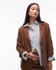 4th & Reckless 4th & Reckless Plus faux suede pocket front tailored blazer in camel - part of a set-Brown - 1