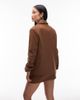 4th & Reckless 4th & Reckless Plus faux suede pocket front tailored blazer in camel - part of a set-Brown - 3