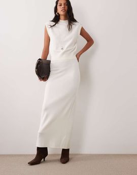 4th & Reckless 4th & Reckless rib knit detailing maxi skirt in cream - part of a set-White