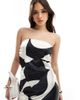 4th & Reckless 4th & Reckless satin bandeau scarf top in monochrome print - part of a set-Multi - 1