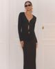4th & Reckless 4th & Reckless slinky long sleeve gold-tone hardware detailing cut out maxi dress in black-White - 4