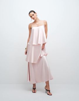 4th & Reckless 4th & Reckless strappy tiered satin cami maxi dress in pink