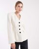 4th & Reckless 4th & Reckless structured shoulder pad detail cinched waist wool look blazer in cream-White - 1