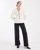 4th & Reckless 4th & Reckless structured shoulder pad detail cinched waist wool look blazer in cream-White - 2