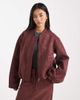 4th & Reckless 4th & Reckless super soft faux suede zip through bomber jacket in burgundy - part of a set-Red - 1