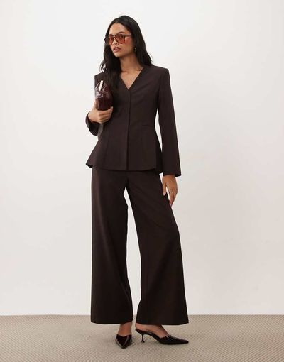 4th & Reckless 4th & Reckless tailored wide leg pants in aubergine - part of a set-Purple