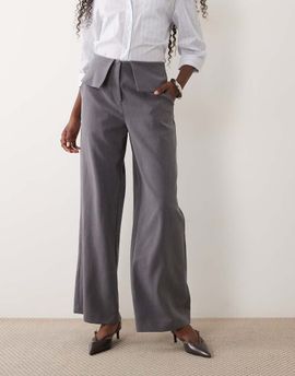 4th & Reckless 4th & Reckless tailored wrap-over detail wide leg pants in gray