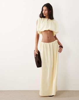 4th & Reckless 4th & Reckless tie waist detail maxi skirt in lemon - part of a set-Yellow