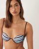 4th & Reckless 4th & Reckless underwire contrast binding bikini top in chocolate & blue stripes - part of a set - 2