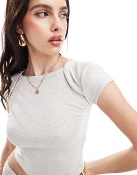 4th & Reckless 4th & Reckless wide neck T-shirt in light gray - part of a set