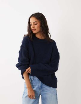 4th & Reckless 4th & Reckless wool blend fluffy drop shoulder sweater in navy