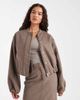 4th & Reckless 4th & Reckless wool blend soft tailored collarless balloon sleeve bomber jacket in mocha - part of a set-Brown - 1