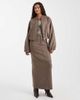 4th & Reckless 4th & Reckless wool blend soft tailored collarless balloon sleeve bomber jacket in mocha - part of a set-Brown - 3