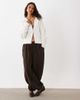 4th & Reckless 4th & Reckless wool feel fluffy knit foldover collar detail cardigan in cream-White - 2