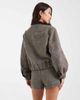 4th & Reckless 4th & Reckless wool feel pocket detail contrast collar balloon sleeve bomber jacket in brown herringbone check - part of a set - 3