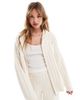 4th & Reckless 4th & Reckless wool mix cable knit longline hoodie in cream - part of a set-White - 2
