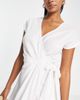4th & Reckless 4th & Reckless wrap over midi beach summer dress in white stripe - 2