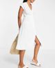 4th & Reckless 4th & Reckless wrap over midi beach summer dress in white stripe - 4