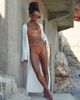 4th & Reckless 4th & Reckless X Amaka Hamelijnck benthe ruched bikini top in bright orange crinkle - 3
