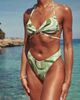 4th & Reckless 4th & Reckless X Amaka Hamelijnck michelle printed v front high leg bikini bottom in green - 4