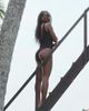 4th & Reckless 4th & Reckless x Loz Vassallo cala tortoise square buckle crinkle high leg swimsuit in dark brown - 4