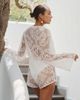 4th & Reckless 4th & Reckless x Luana Barron ambre long sleeve crochet romper in off white - 4